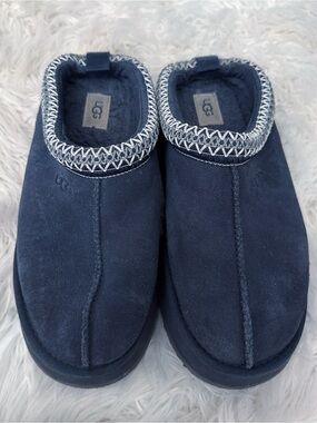 UGG Navy Suede Cozy Mule Slippers